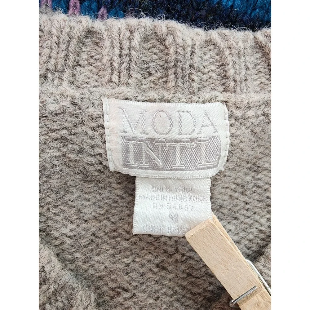 Vintage Sweater Fair Isle Womens Wool Apres Ski Cabin Nordic Heavy Thick Medium